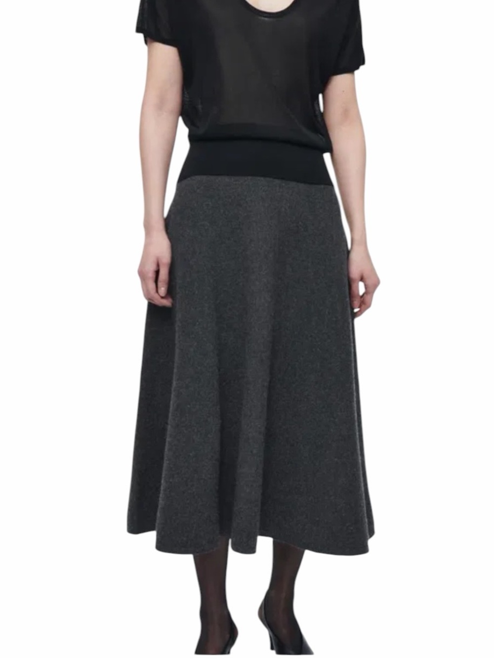 COS Charcoal Grey Merino Wool Aline Skirt L